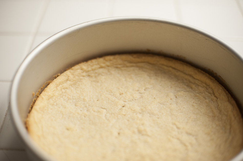 almond shortbread crust baked golden brown
