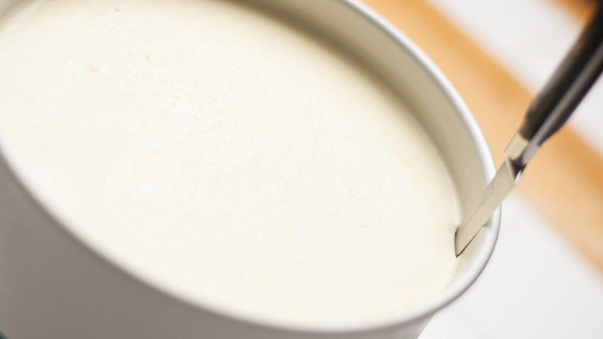 CREAMSICLE CHEESECAKE WITH THIN SHARP KNIFE