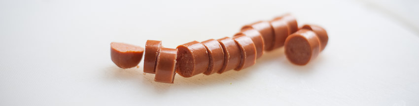 HOT DOG SLICED FOR THE PAN