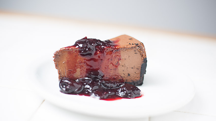CHOCOLATE CHEESECAKE WITH CHERRY SAUCE