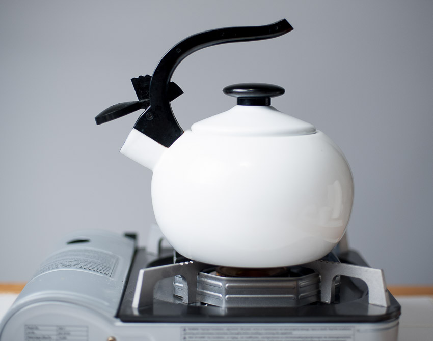heating water in tea kettle